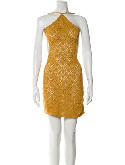 Pre-owned Savannah Morrow The Label Printed Mini Dress In Yellow
