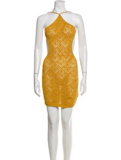 Pre-owned Savannah Morrow The Label Printed Mini Dress In Yellow