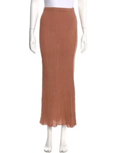 Pre-owned Savannah Morrow The Label Ruffle Embellishment Long Skirt In Brown