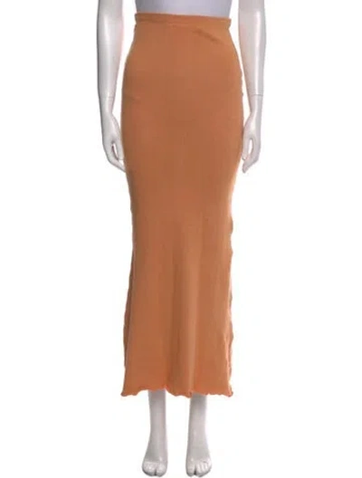 Pre-owned Savannah Morrow The Label Ruffle Embellishment Long Skirt In Orange