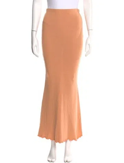 Pre-owned Savannah Morrow The Label Ruffle Embellishment Long Skirt In Orange