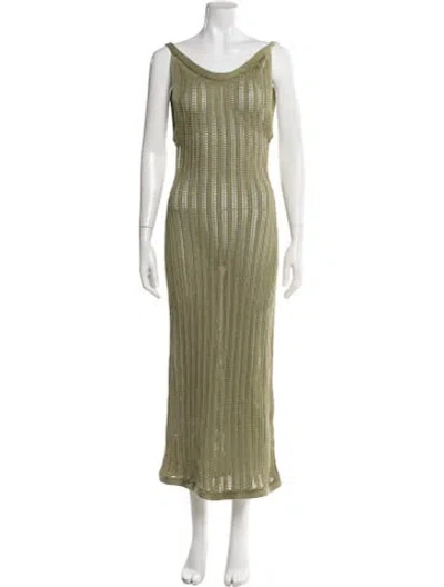 Pre-owned Savannah Morrow The Label Scoop Neck Long Dress In Green