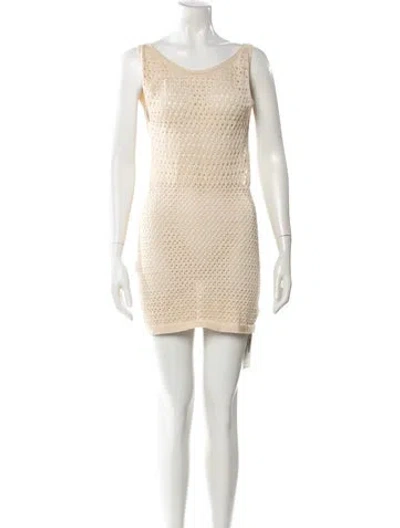 Pre-owned Savannah Morrow The Label Scoop Neck Mini Dress W/ Tags In Neutral