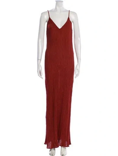 Pre-owned Savannah Morrow The Label Silk Long Dress In Brown