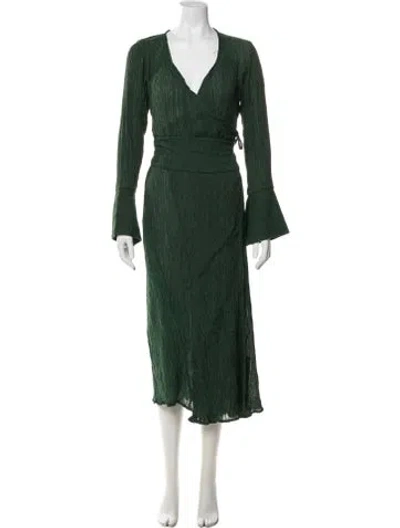 Pre-owned Savannah Morrow The Label Silk Long Dress In Green