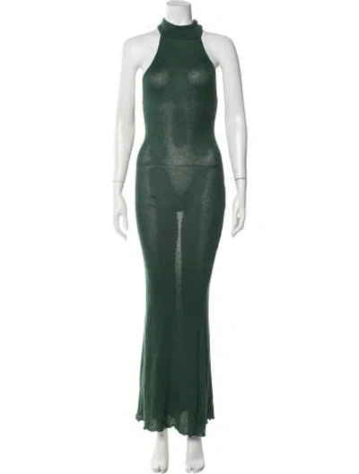 Pre-owned Savannah Morrow The Label Silk Long Dress In Green