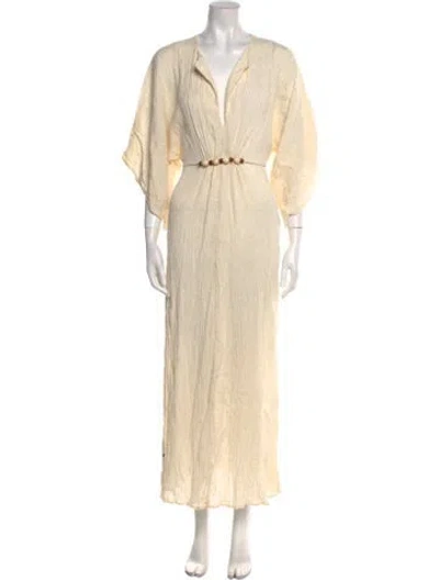 Pre-owned Savannah Morrow The Label Silk Long Dress In Neutral