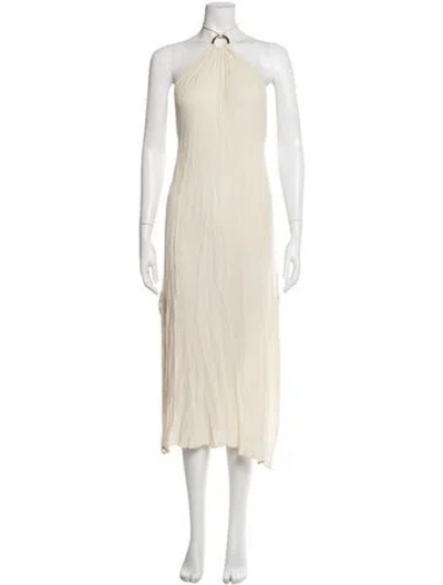 Pre-owned Savannah Morrow The Label Silk Long Dress In Neutral