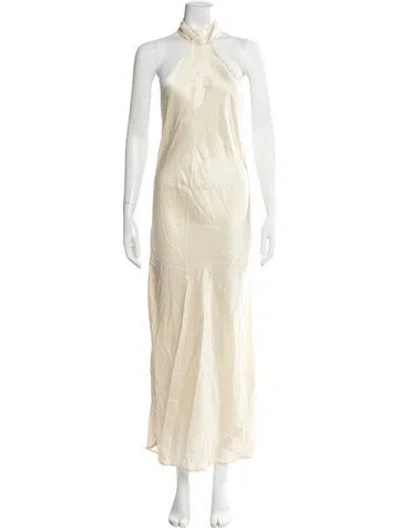 Pre-owned Savannah Morrow The Label Silk Long Dress In Neutral