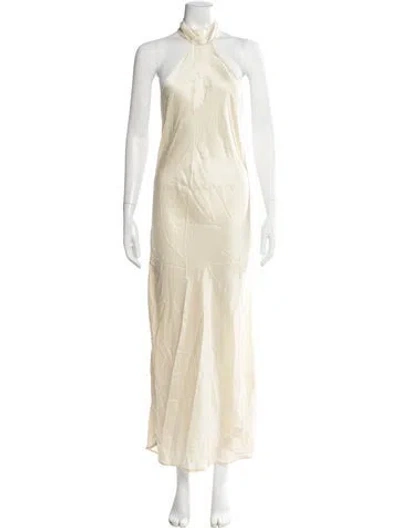 Pre-owned Savannah Morrow The Label Silk Long Dress In Neutrals