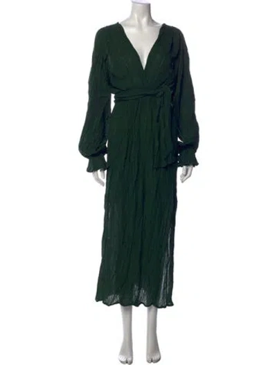 Pre-owned Savannah Morrow The Label Silk Long Dress W/ Tags In Green