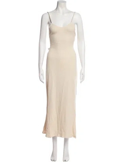 Pre-owned Savannah Morrow The Label Silk Long Dress W/ Tags In Neutral