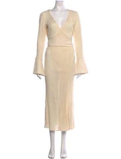Pre-owned Savannah Morrow The Label Silk Long Dress W/ Tags In Neutrals