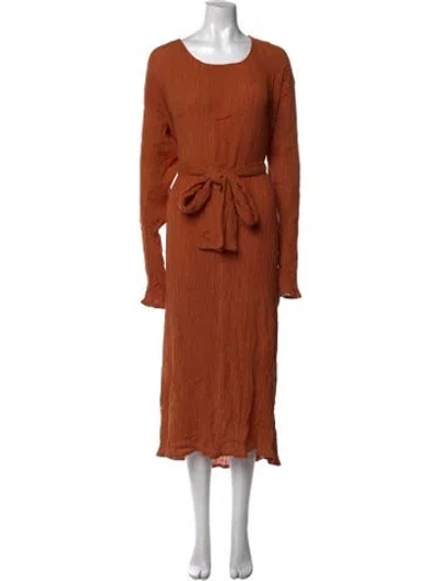 Pre-owned Savannah Morrow The Label Silk Long Dress W/ Tags In Orange