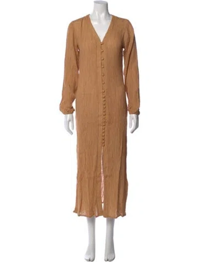 Pre-owned Savannah Morrow The Label Silk Long Dress W/ Tags In Orange