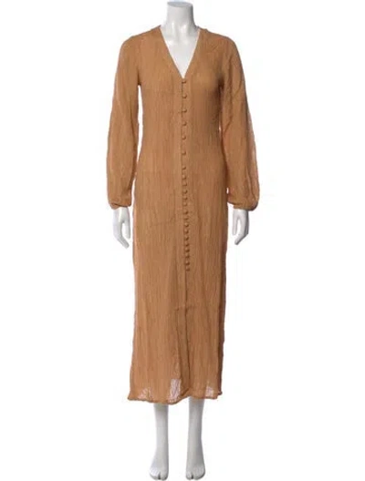 Pre-owned Savannah Morrow The Label Silk Long Dress W/ Tags In Orange