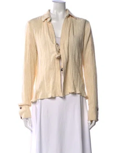 Pre-owned Savannah Morrow The Label Silk Long Sleeve Button-up Top In Neutrals