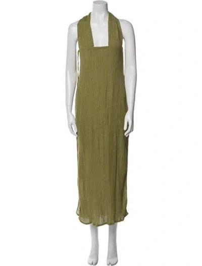 Pre-owned Savannah Morrow The Label Silk Midi Length Dress In Green