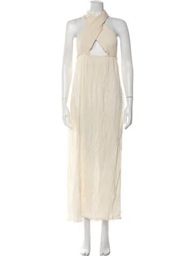 Pre-owned Savannah Morrow The Label Silk Midi Length Dress W/ Tags In Neutral