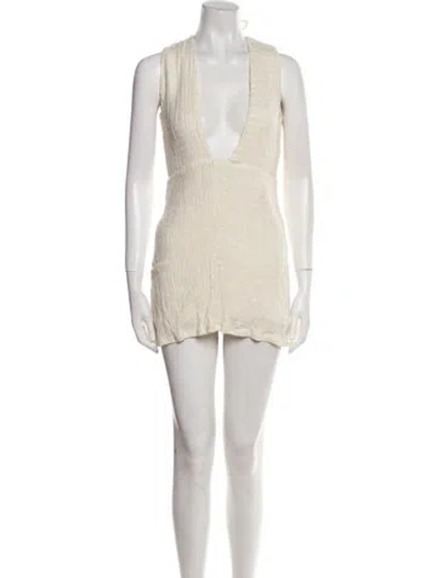 Pre-owned Savannah Morrow The Label Silk Mini Dress In Neutral