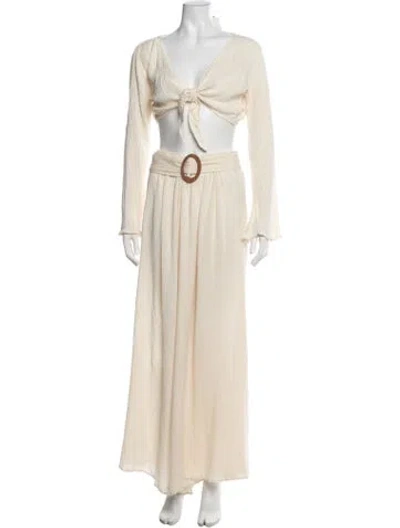 Pre-owned Savannah Morrow The Label Silk Pant Set In Neutral