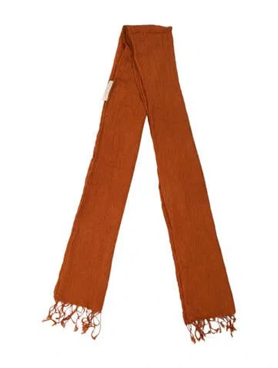 Pre-owned Savannah Morrow The Label Silk Scarf In Orange