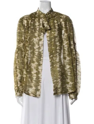Pre-owned Savannah Morrow The Label Silk Tweed Pattern Jacket W/ Tags In Green