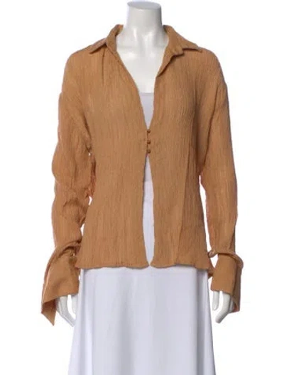 Pre-owned Savannah Morrow The Label Silk V-neck Top W/ Tags In Neutral