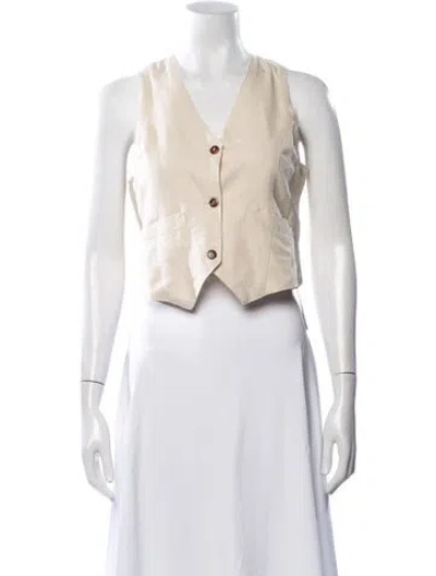 Pre-owned Savannah Morrow The Label Silk V-neck Top W/ Tags In Neutral
