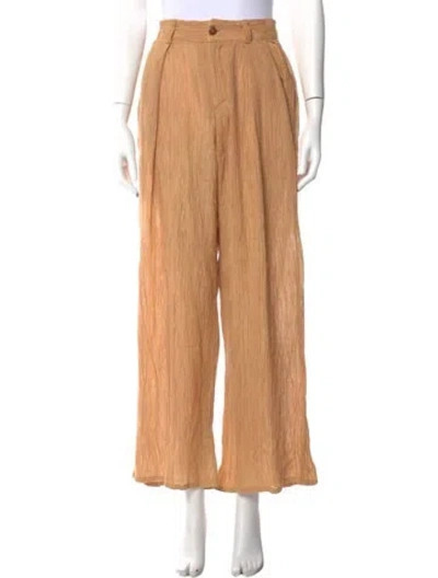 Pre-owned Savannah Morrow The Label Silk Wide Leg Pants In Brown