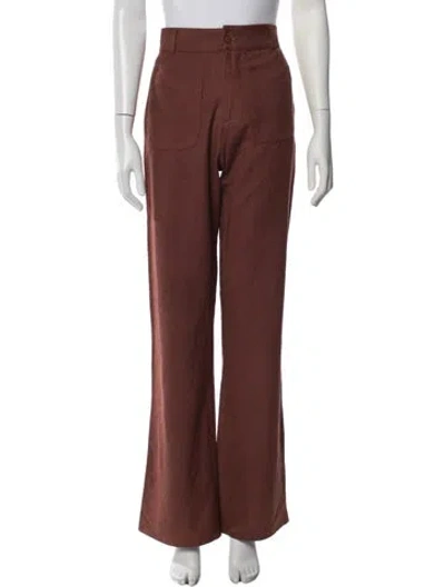 Pre-owned Savannah Morrow The Label Silk Wide Leg Pants In Brown