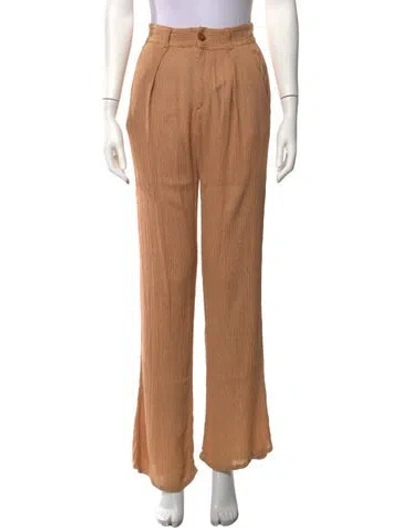Pre-owned Savannah Morrow The Label Silk Wide Leg Pants In Brown
