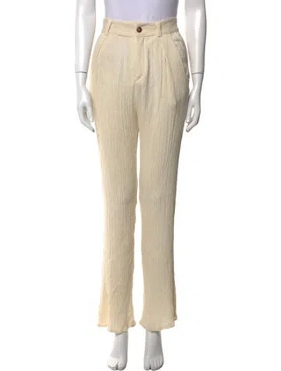 Pre-owned Savannah Morrow The Label Silk Wide Leg Pants In Neutral