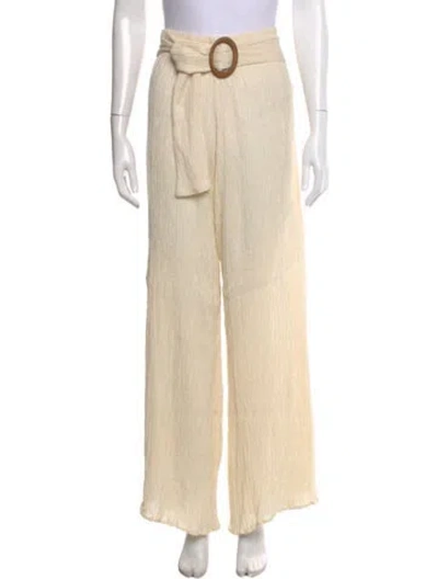Pre-owned Savannah Morrow The Label Silk Wide Leg Pants In Neutral