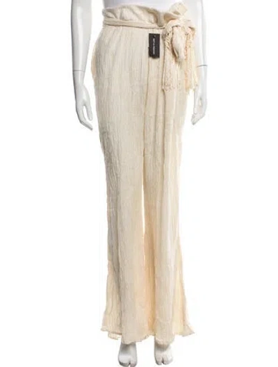 Pre-owned Savannah Morrow The Label Silk Wide Leg Pants In Neutral