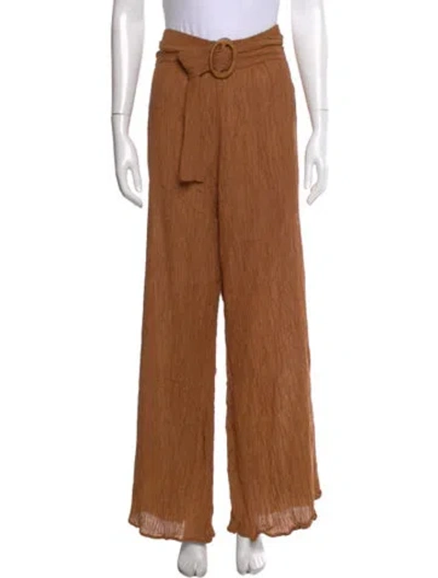 Pre-owned Savannah Morrow The Label Silk Wide Leg Pants In Orange