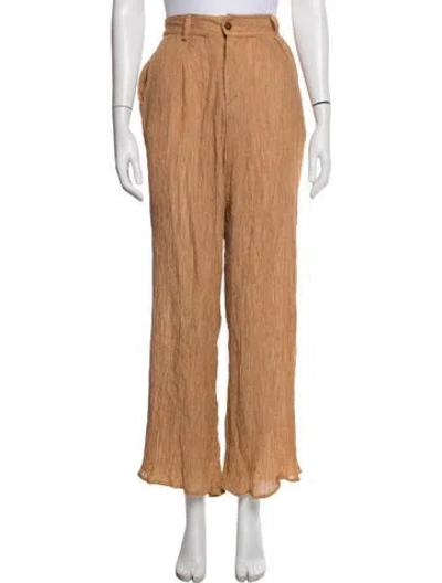 Pre-owned Savannah Morrow The Label Silk Wide Leg Pants In Orange