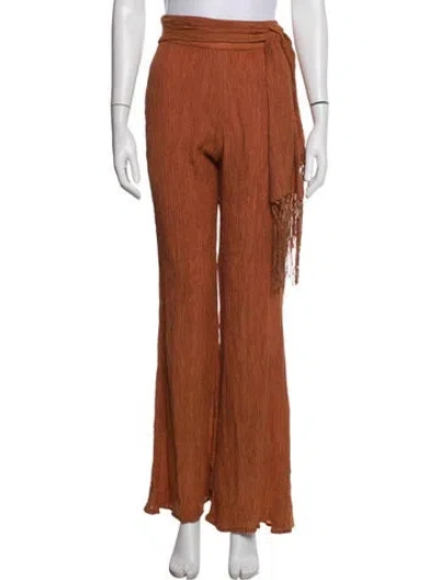 Pre-owned Savannah Morrow The Label Silk Wide Leg Pants In Orange
