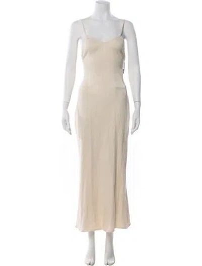 Pre-owned Savannah Morrow The Label Square Neckline Long Dress In Neutral