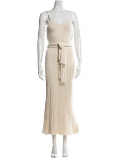 Pre-owned Savannah Morrow The Label Square Neckline Long Dress In Neutral