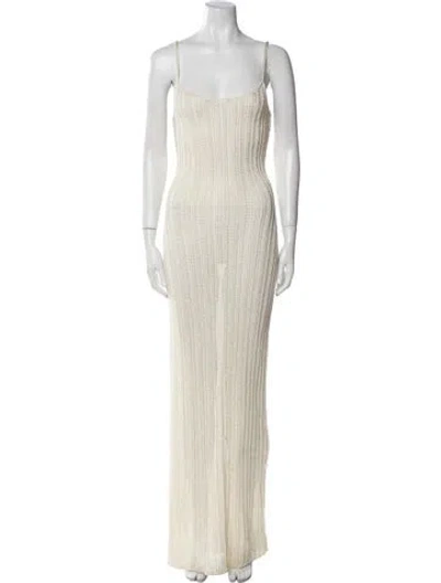 Pre-owned Savannah Morrow The Label Square Neckline Long Dress In Neutral