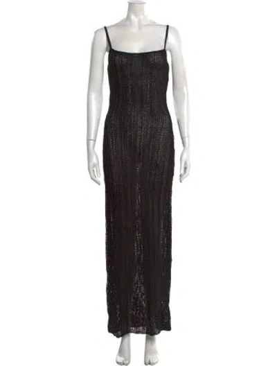 Pre-owned Savannah Morrow The Label Square Neckline Long Dress W/ Tags In Black