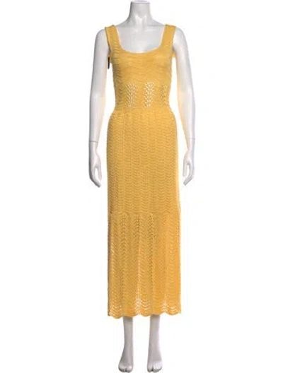 Pre-owned Savannah Morrow The Label Square Neckline Long Dress In Yellow