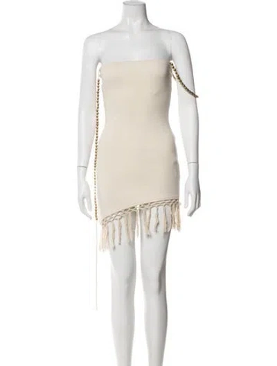 Pre-owned Savannah Morrow The Label Strapless Mini Dress In Neutral