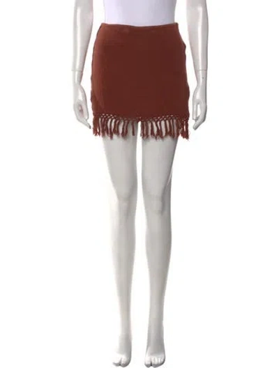 Pre-owned Savannah Morrow The Label Tassel Accents Mini Skirt In Brown