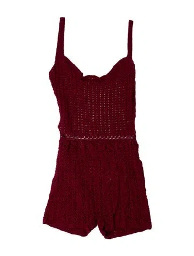 Pre-owned Savannah Morrow The Label V-neck Jumpsuit In Red
