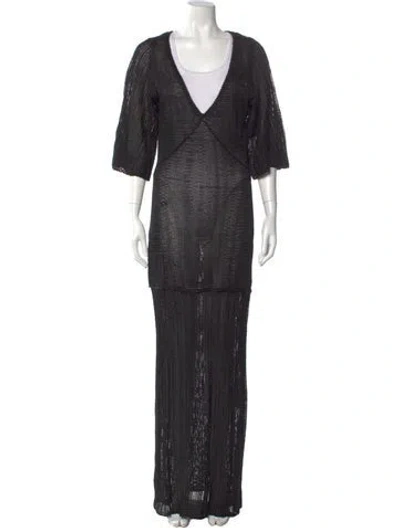 Pre-owned Savannah Morrow The Label V-neck Long Dress In Black