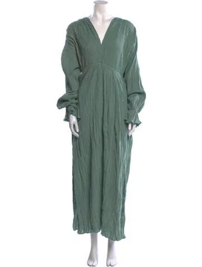 Pre-owned Savannah Morrow The Label V-neck Long Dress In Green