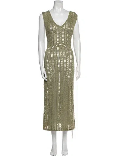 Pre-owned Savannah Morrow The Label V-neck Long Dress In Green