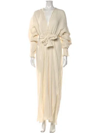 Pre-owned Savannah Morrow The Label V-neck Long Dress In Neutral